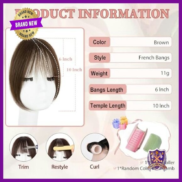 100% Human Hair Clip-In Bangs with Temples for Instant Style